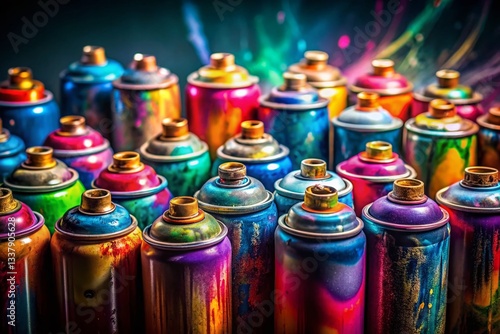 Vibrant Spray Paint Can Cluster - Abstract Art Background
