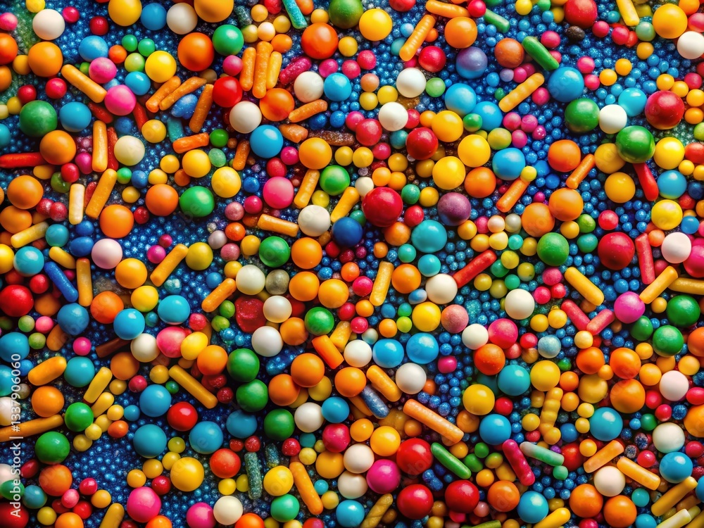 Fototapeta premium Vibrant Sprinkles Background: Colorful Confetti Texture & Pattern Drone Shot