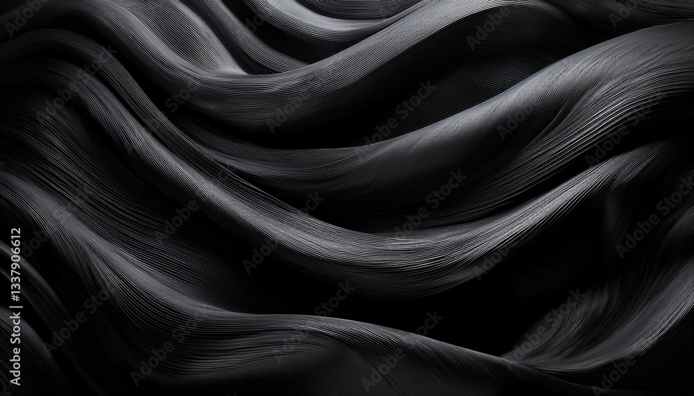 Fototapeta premium abstract black waves with smooth curves and textured surface