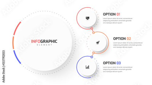 Business Central Circle Infographic Presentation with Minimal Color 3 Circles Option and Icon