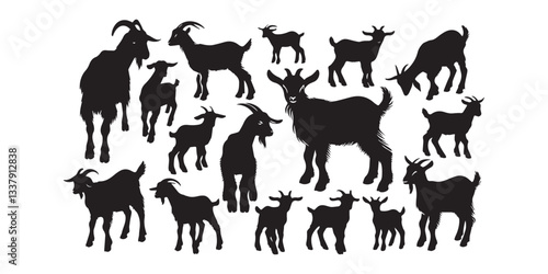 Goat silhouette icon symbol logo black design vector illustration