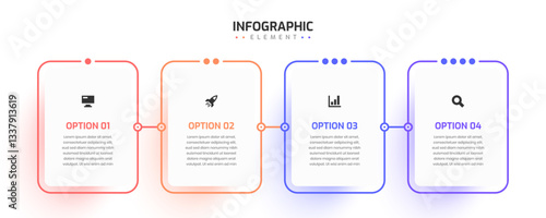 Timeline Infographic Thin Line Design with Rectangle Label 4 Option Can be Used for Presentation