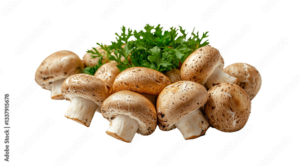 PNG, Burger ingredients, mushrooms, isolated on white background, created and generated by AI technologies. PNG, Burger ingredients, mushrooms, isolated on white background, created and generated by AI technologies.