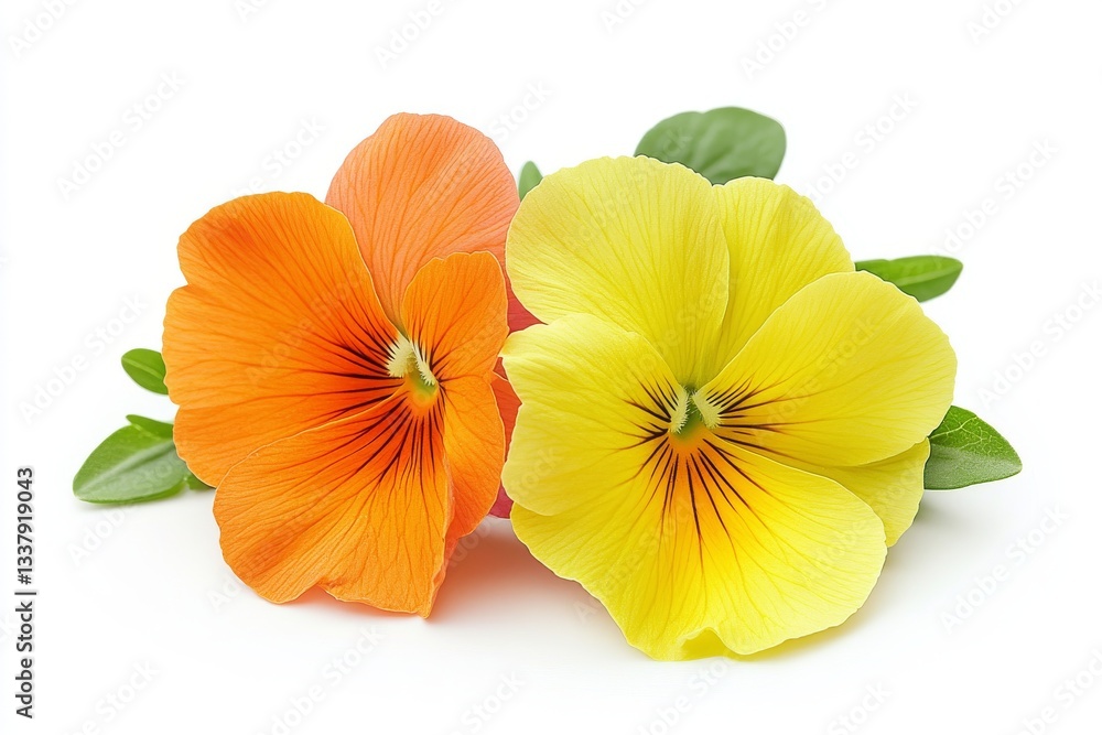 Featuring a bright yellow-orange flower with subtle red lines and a green center, isolated on a white background, ideal for botanical designs and flower arrangements Featuring a bright yellow-orange flower with subtle red lines and a green center, isolated on a white background, ideal for botanical designs and flower arrangements
