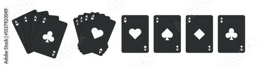 black ace card one set flat design