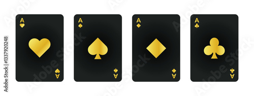 gold ace card one set flat design