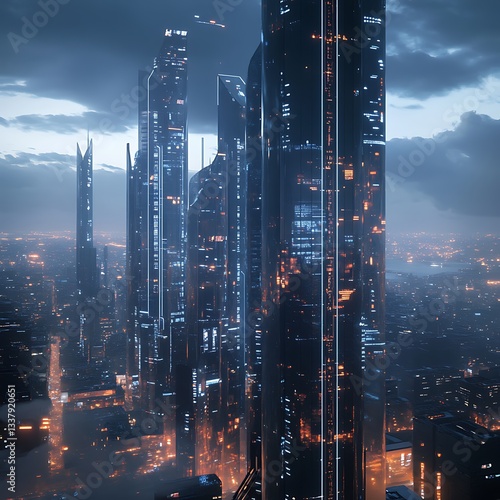 Wallpaper Mural Sci fi cityscape futuristic neon lights digital design high resolution picture Torontodigital.ca