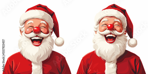 Cheerful Santa Claus with a big smile vector, spread holiday happiness with his rosy cheeks and jolly spirit!