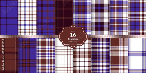 Cream Bisque and Dusky Pink Seamless Tartan Textile Design Set of 16