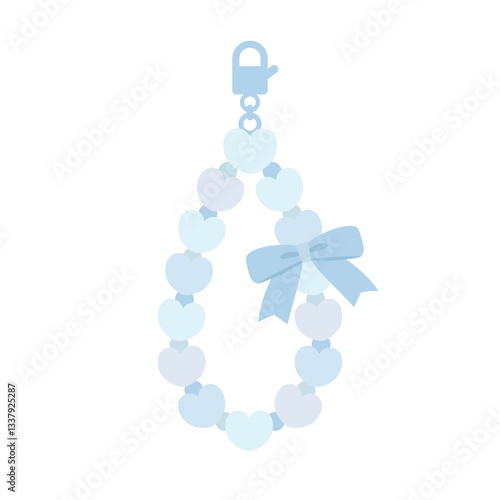 ハートのブルービーズリボンストラップ⭐︎PNG