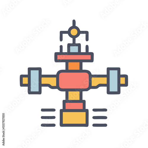 Oil and Gas Pipeline Valve Icon – Industrial Equipment Vector