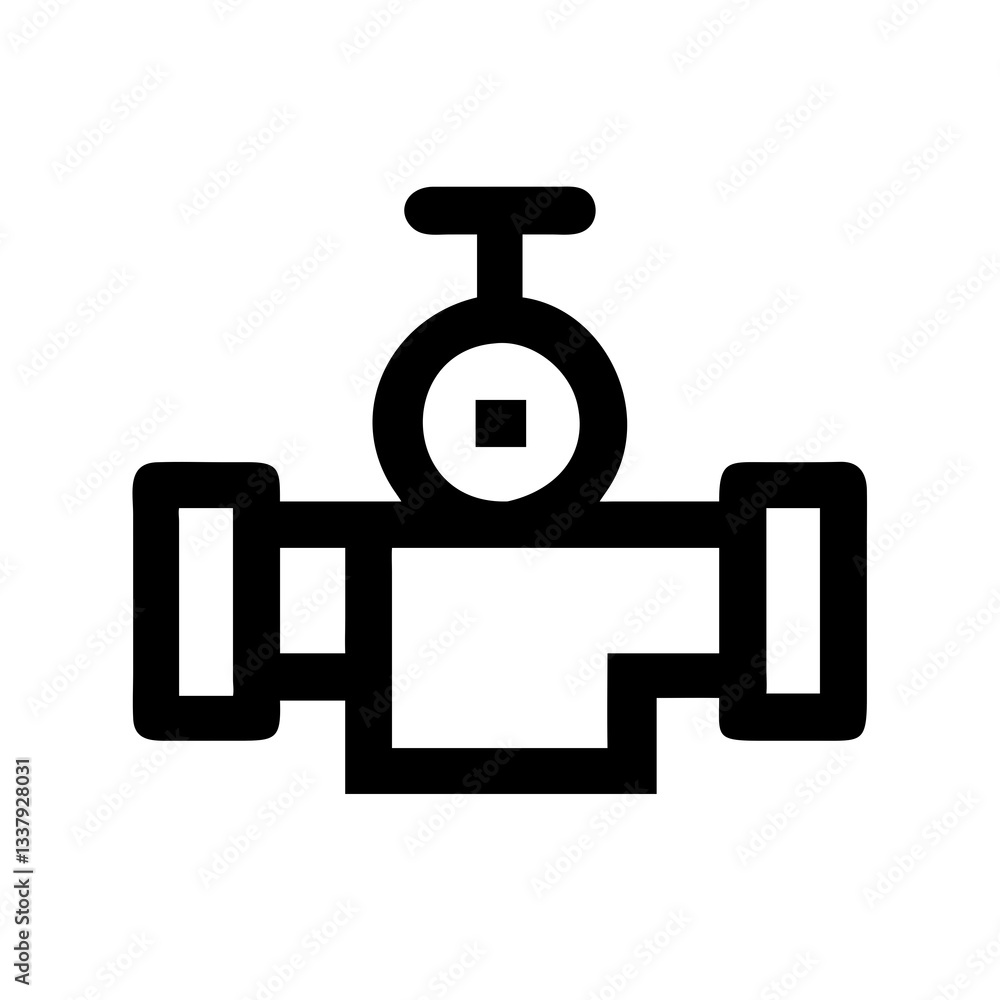 Industrial Pipeline Valve Icon – Black and White Vector Illustration Industrial Pipeline Valve Icon – Black and White Vector Illustration