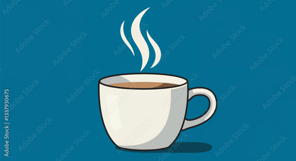 Obraz premium Steaming Coffee Cup Vector Illustration