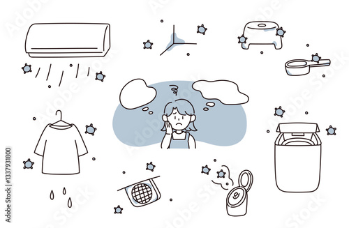 カビが生えているイラストセット