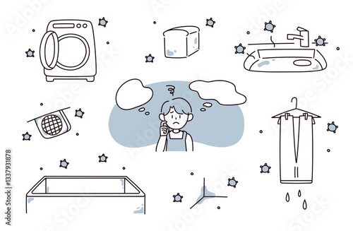 カビが生えているイラストセット