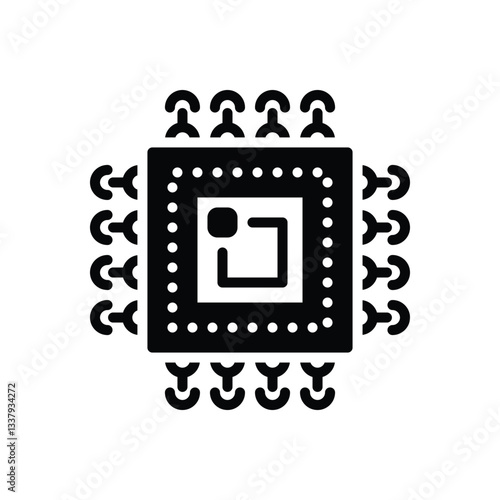 Black solid icon for microprocessor