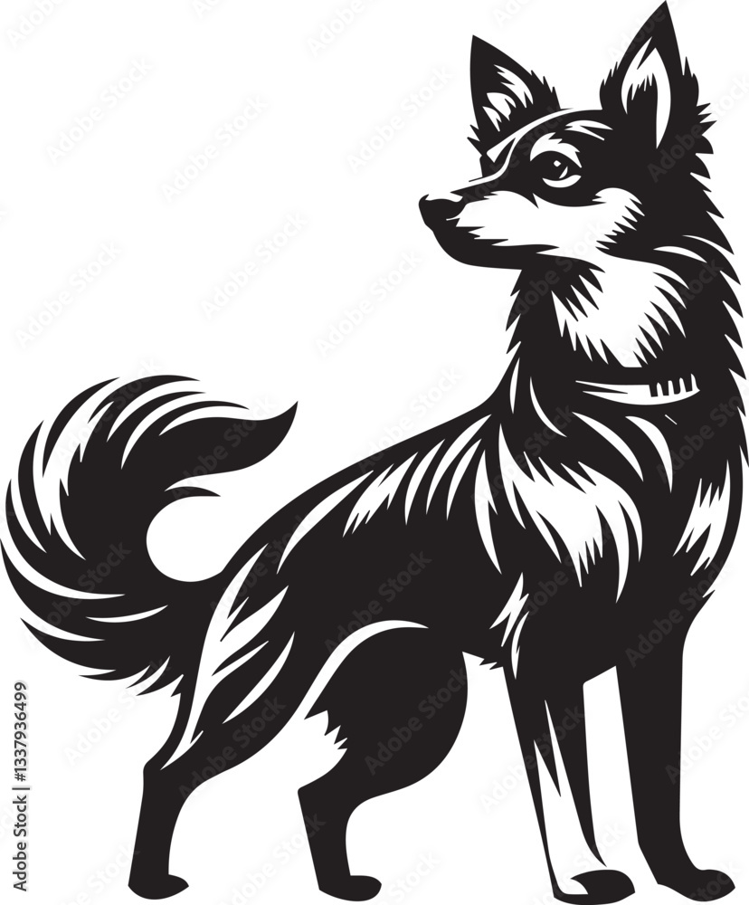 Obraz premium Black and White Vector Dog Illustration | High-Quality Pet Silhouette Art