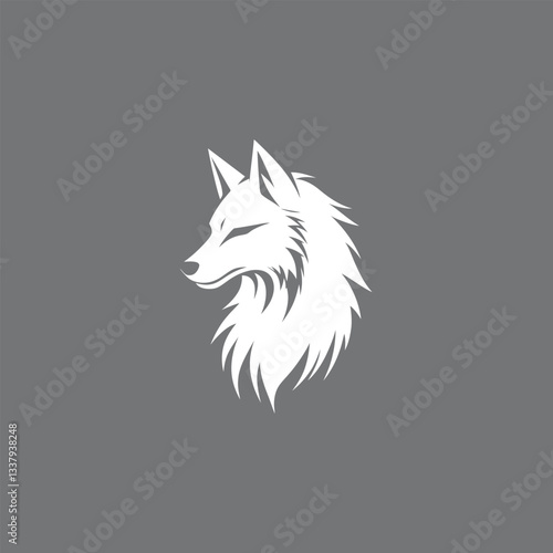 Vector logo wolf silhouette, wolf icon, tribal wolf head vector logo, esport vector logo wolf on gray background, wolf emblem, minimalist wolf design