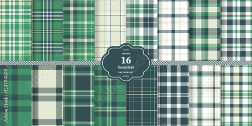 Cream Bisque Seamless Tartan with Cherry Red accents Textile Design Set of 16