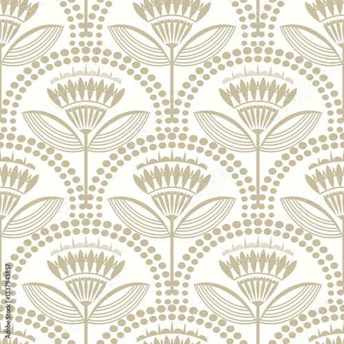 flower seamless background floral motif traditional art deco fan pattern