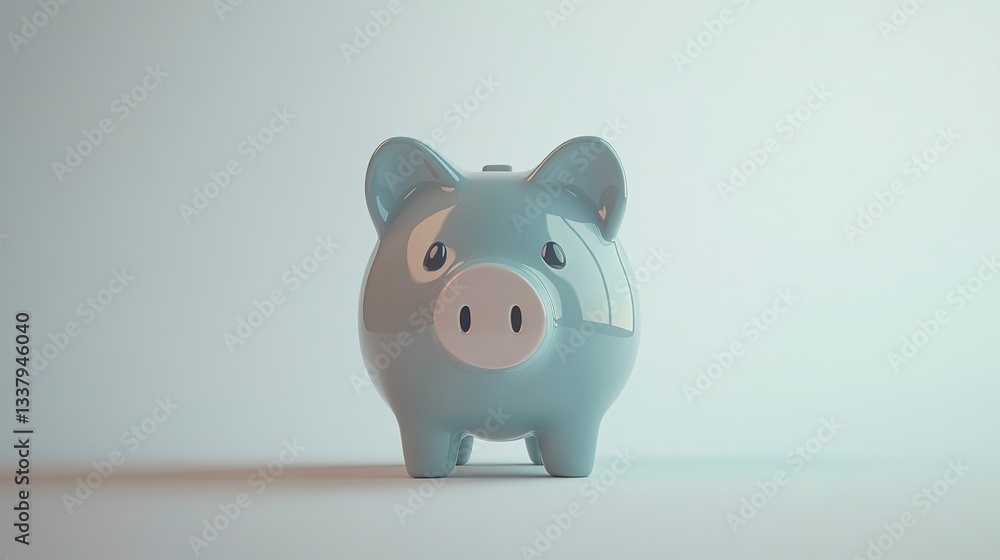 A cute piggy bank with a smooth, rounded shape sits perfectly centered on a white backdrop, symbolizing savings and financial responsibility A cute piggy bank with a smooth, rounded shape sits perfectly centered on a white backdrop, symbolizing savings and financial responsibility