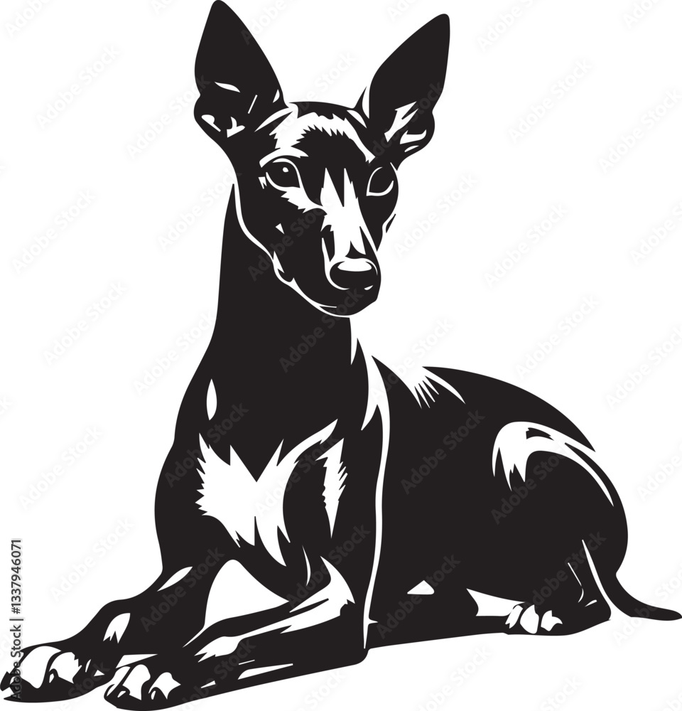 Obraz premium Black and White Vector Dog Illustration | High-Quality Pet Silhouette Art