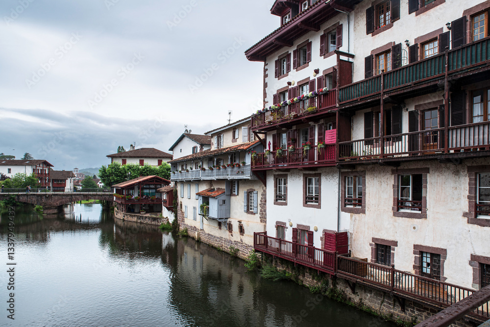 Typical Basque architecture in the town of Saint Jean Pied de Port in France Typical Basque architecture in the town of Saint Jean Pied de Port in France