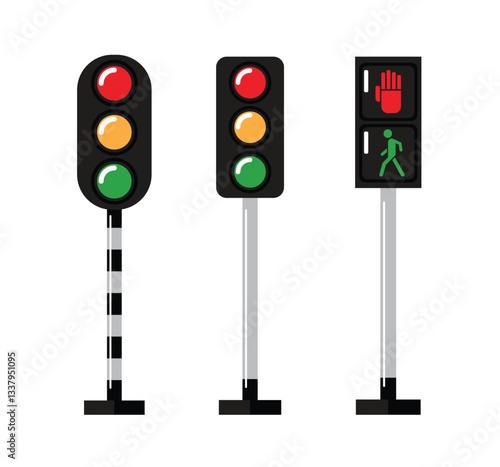 Vector Set of Traffic Lights and Pedestrian Signals