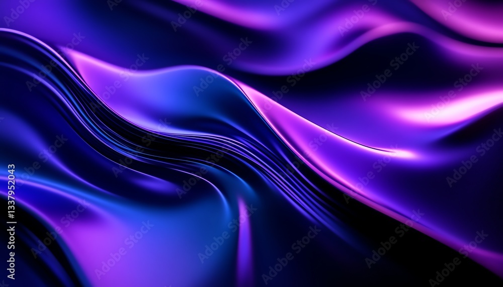 Naklejka premium Abstract Flowing Silk Fabric Texture in Blue and Purple Lighting