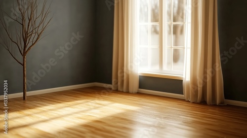 Wallpaper Mural Minimalist interior with natural light and wooden flooring. Torontodigital.ca