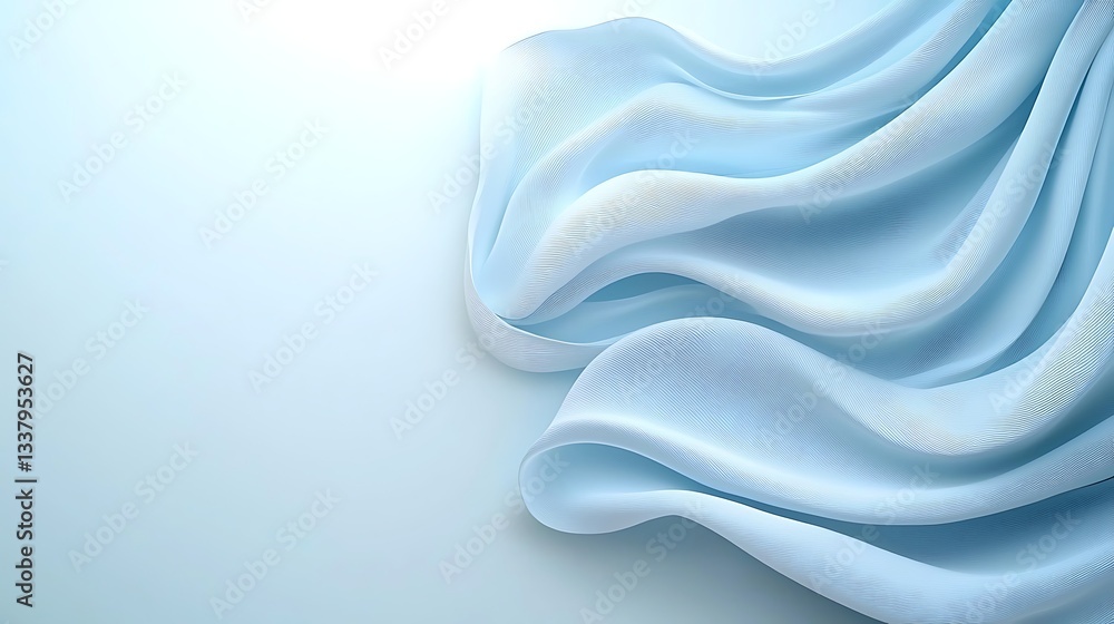 Fototapeta premium Abstract blue texture of flowing fabric soft background digital art environment aesthetic view