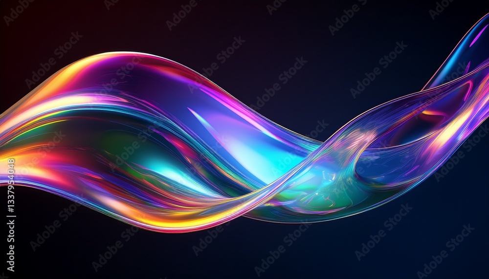 3d crystal glass liquid wave with refraction and holographic effect isolated on dark background; Render transparent glass ribbon, fluid splash with rainbow gradient; futuristic prism spiral art 3d crystal glass liquid wave with refraction and holographic effect isolated on dark background; Render transparent glass ribbon, fluid splash with rainbow gradient; futuristic prism spiral art