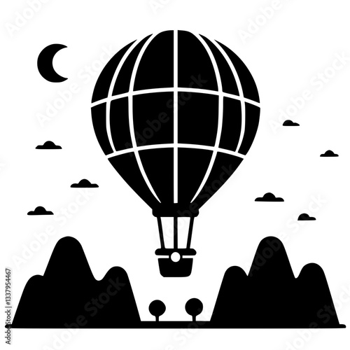 Hot air balloon travel silhouette