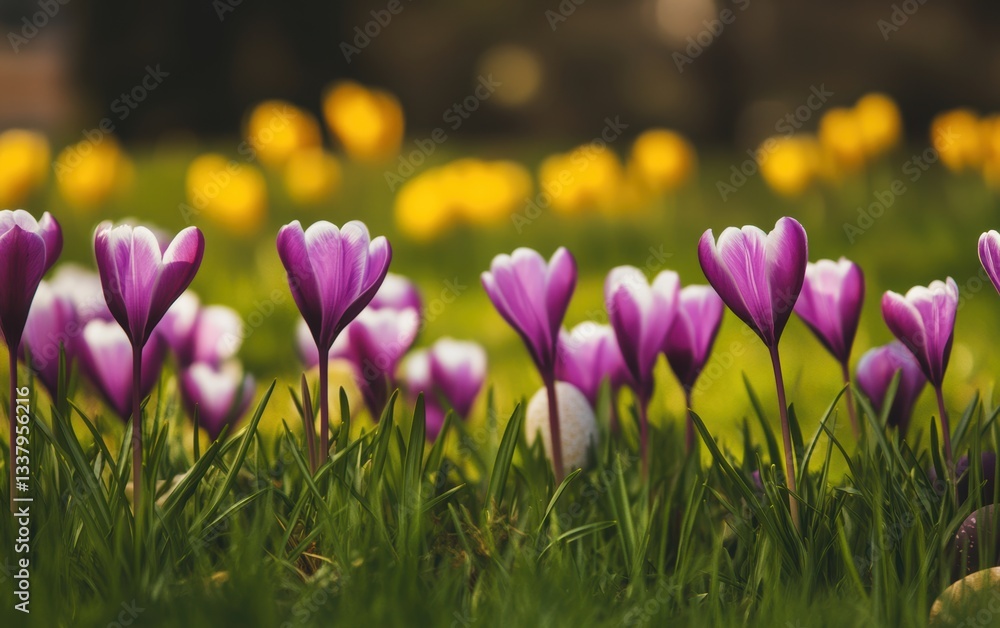 Vibrant flowers bloom in a lush green field, symbolizing Easter's renewal and beauty. Vibrant flowers bloom in a lush green field, symbolizing Easter's renewal and beauty.