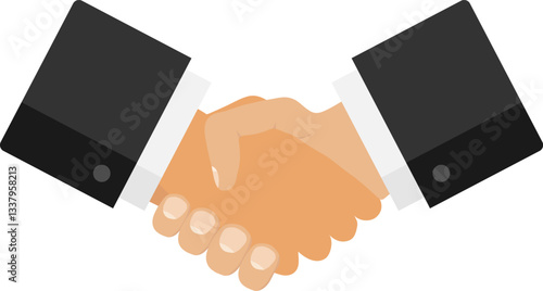 Handshake, handshake of two men in business suits, handshake icon. Background image, web banner, poster, vector illustration.