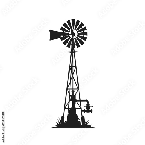 silhouette of windmill