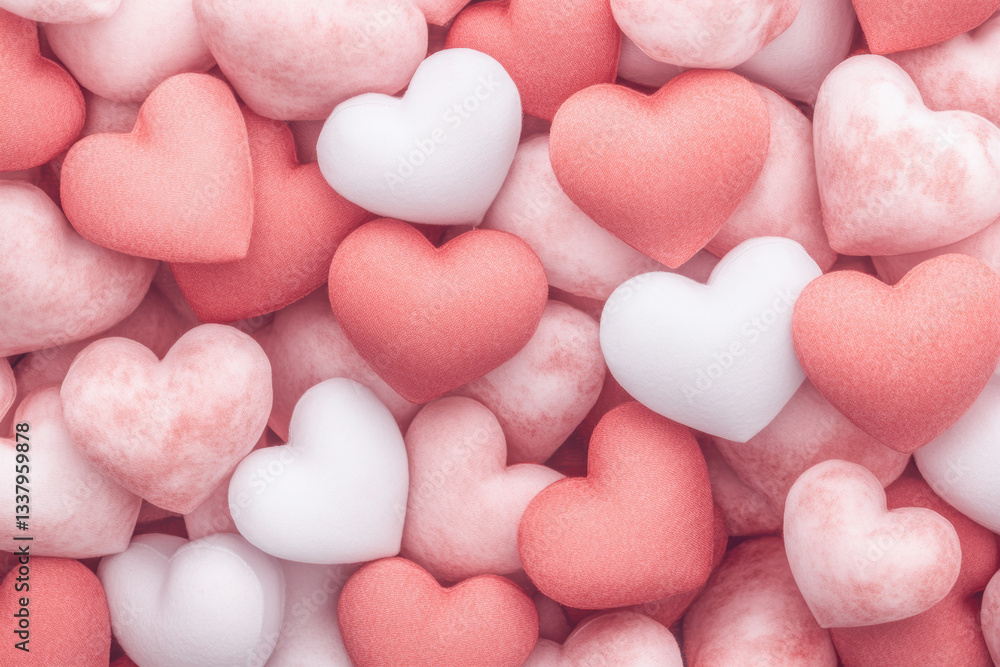 Fototapeta premium Pattern of White and Pink Hearts for Valentine's Day and Romantic Designs