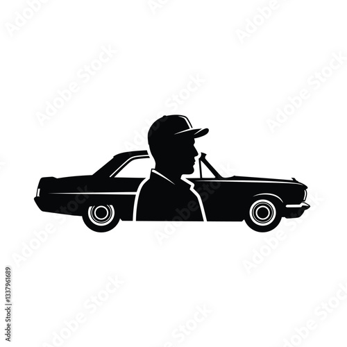 man driving a car