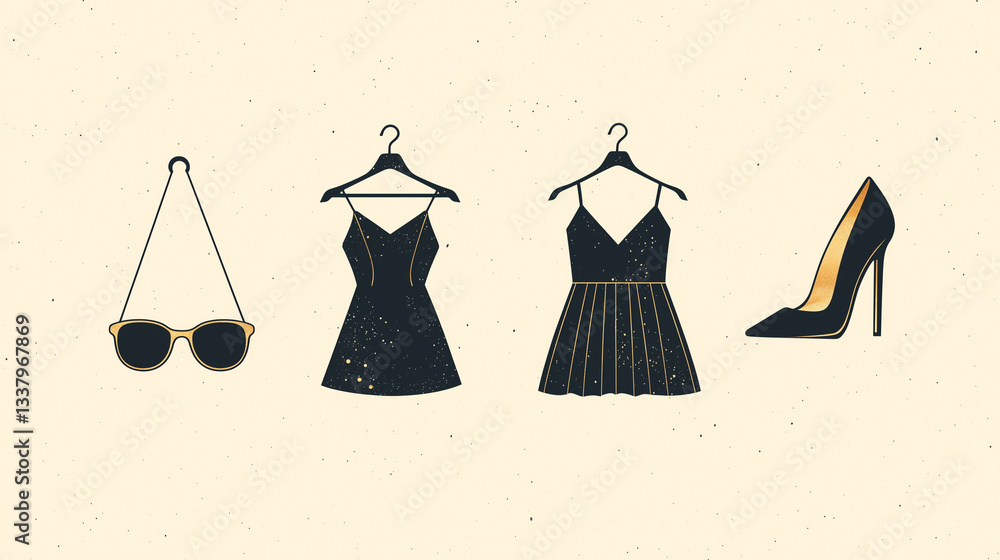 Fototapeta premium Aesthetic Fashion Symbols in Sophisticated Minimalist Design.j