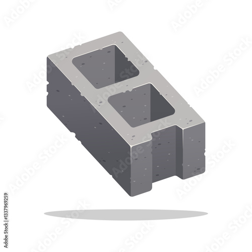 Cement cinder block isolated on white background.