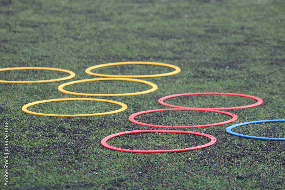 Obraz premium Colored agility rings, Multicolor training hoops