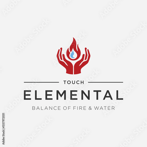 Hand Holding Fire and Water Logo – A symbolic hand with fire and water, representing duality and power.