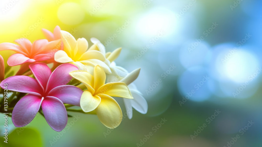 Colorful flowers with soft pastel background create serene atmosphere Colorful flowers with soft pastel background create serene atmosphere