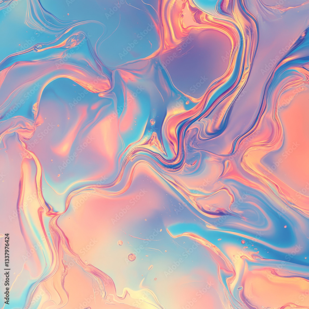 Fototapeta premium Holographic pastel colors create mesmerizing abstract background