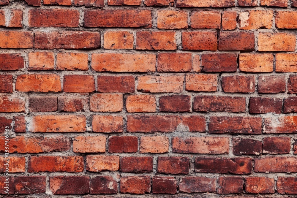 Aged brick wall texture. A close-up view of a weathered brick wall with varying shades of reddish-brown bricks, showing mortar and texture details Aged brick wall texture. A close-up view of a weathered brick wall with varying shades of reddish-brown bricks, showing mortar and texture details