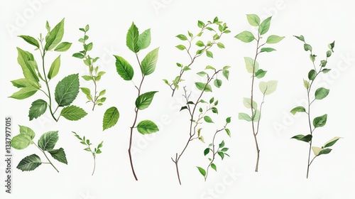 Wallpaper Mural Wild plant stems featuring a mix of fresh green leaves and withered foliage Torontodigital.ca