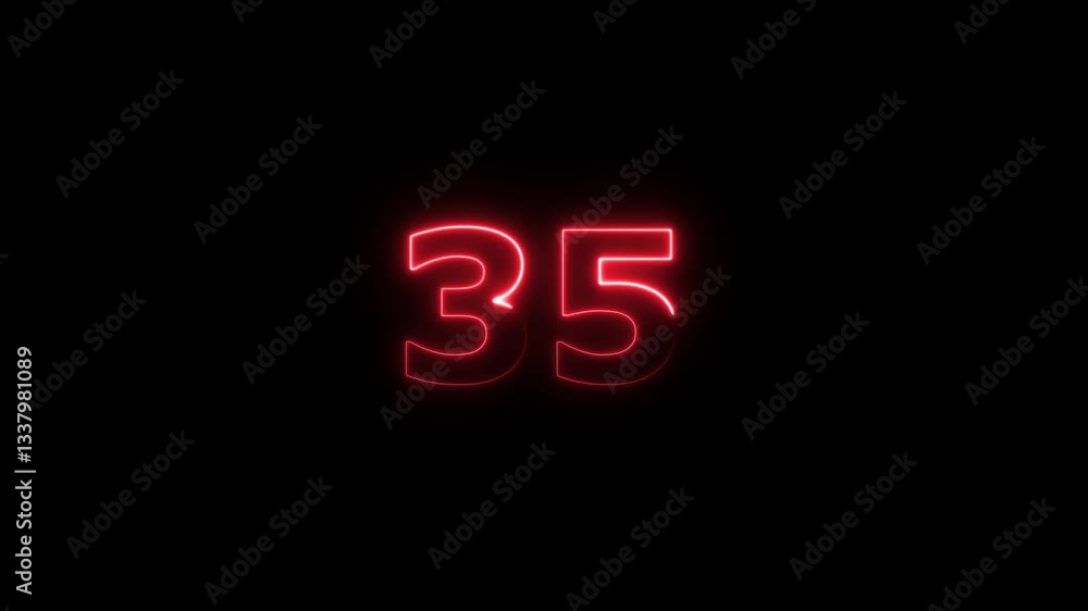 neon text 35 number countdown icon background 4k animation .Neon number 35 with alpha channel, neon numbers, Bright neon glowing number 35, Energy Neon red Number 35 Animation neon text 35 number countdown icon background 4k animation .Neon number 35 with alpha channel, neon numbers, Bright neon glowing number 35, Energy Neon red Number 35 Animation