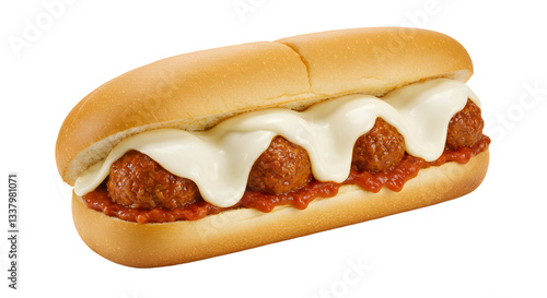 Delicious Meatball Sub Sandwich with Melted Cheese and Tomato Sauce