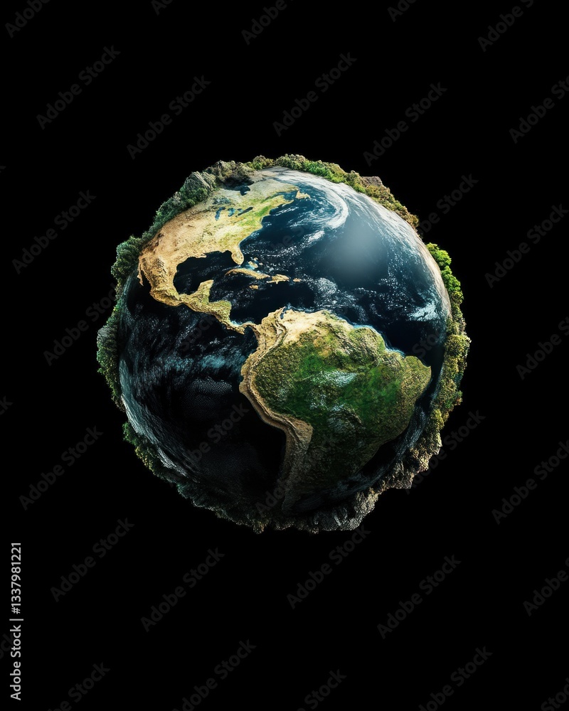 Fototapeta premium Global earth representation nature's beauty digital art creative space 3d view environmental awareness