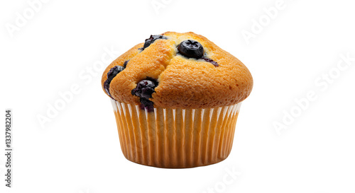 Delicious Blueberry Muffin Isolated on White Background for Breakfast or Snack